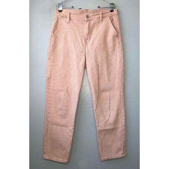 Old Navy Jeans Size 10 Sky Hi Extra High Rise Straight Pink Denim Blush Pastel - Picture 1 of 13